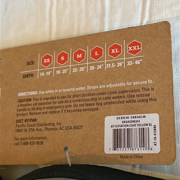 Arcadia Trail *NWT* High Visibility Flotation Aid Dog Vest Coat, Yellow - Picture 13 of 15